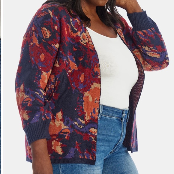 Lord & Taylor | Adyson Parker Jacquard Cardigan Spiced Tea & Roses 🥀 Sz XL - Picture 11 of 12